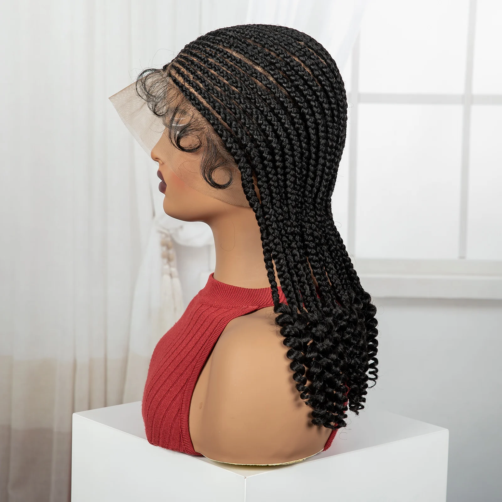 Short Ombre Cornrow Braided Wigs 14inch Synthetic Full Lace Kontless Braided Wigs Lace Frontal Braided Lace Wigs for Black Women