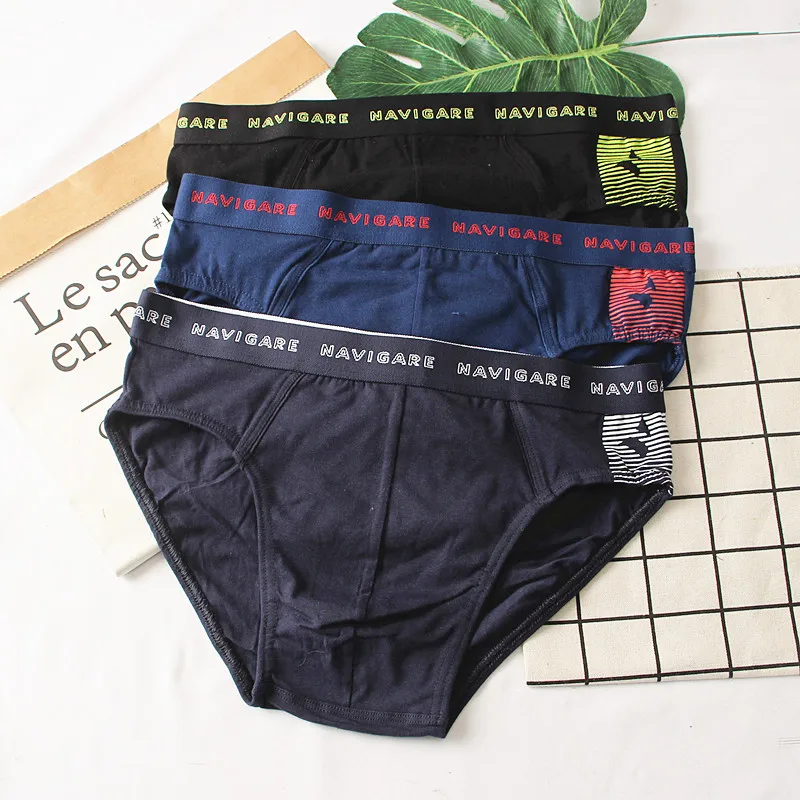 Ropa interior de algodón de alta elasticidad para hombre, pantalones triangulares de cintura baja, calzoncillos cómodos y tra...