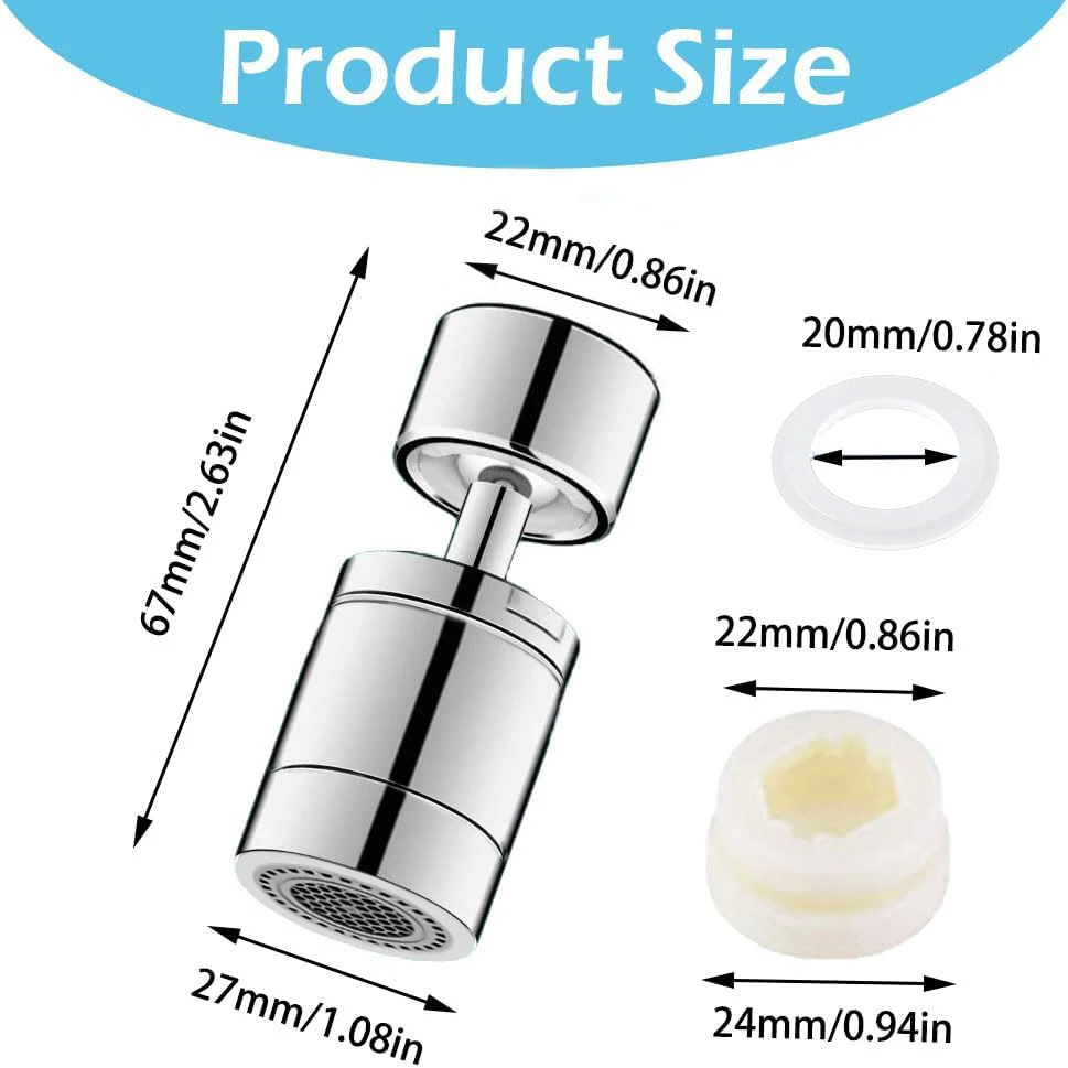 دوران 360 درجة  مهوية الصنبور  2- التدفق  زاوية كبيرة  توفير المياه  بالوعة المطبخ صنبور فوهة الفوار  مكافحة سبلاش  موسع الصنبور