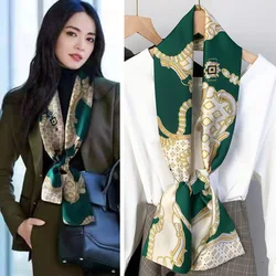 Luxury Popular Long Silk Scarf Shawls Print Headcloth Four Seasons Sunscreen Small Fashion Letter Silk Scarves Bandanna Foulard