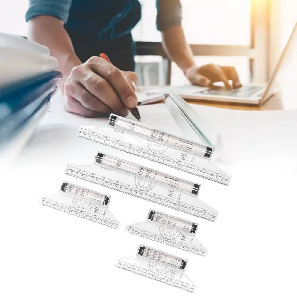 5pcs Durable Clear Scale Rolling Ruler Transparent Design Light Weight Measuring Ruler Drawing Ruler For Sewing