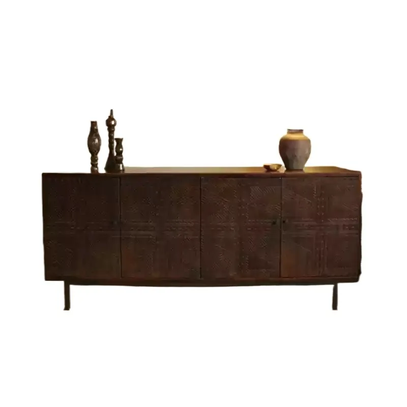 

Simple light luxury carved all-solid wood enigma cabinet, old dining side cabinet, high bava storage cabinet
