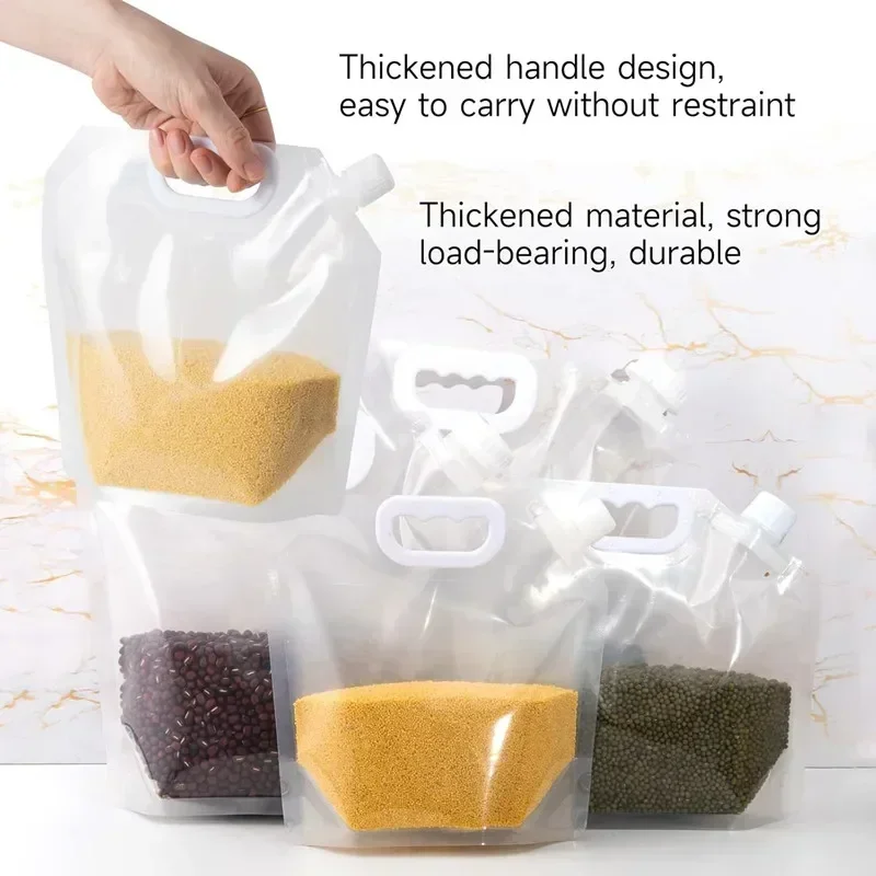 New 1pcs Moisture-Proof Bag Cereal Beans Food Storage Bag Food Portable Storage Dispensing Transparent Bag Kitchen Accessories