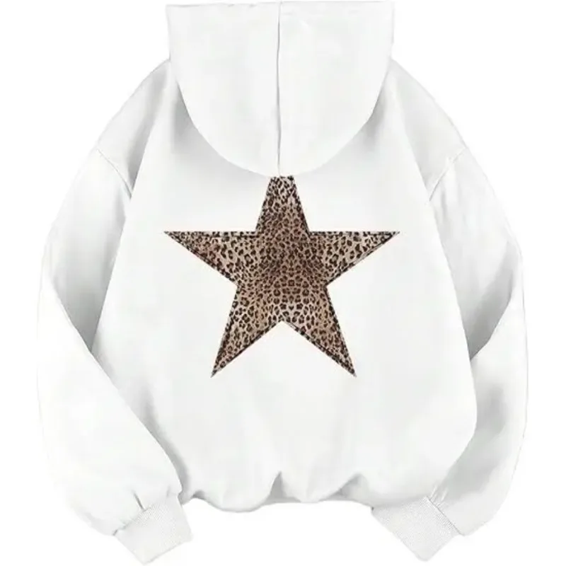 ستار جرافيك هوديس Y2k ليوبارد طباعة مقنعين البلوز الفهد هوديي الشارع الشهير للجنسين البلوز القمم ملابس الشتاء النساء