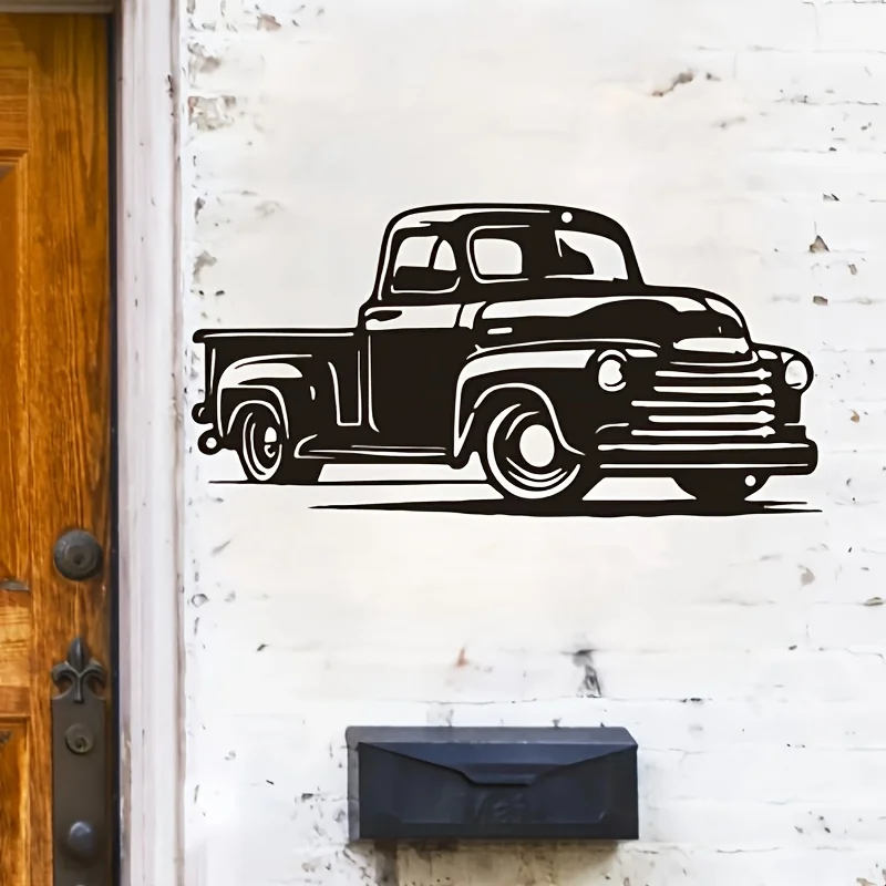 1pc Metal  Durable Vintage Pickup Truck Metal Wall Art, Classic Car Enthusiast Home Decor, Retro Automotive Themed Sculpture