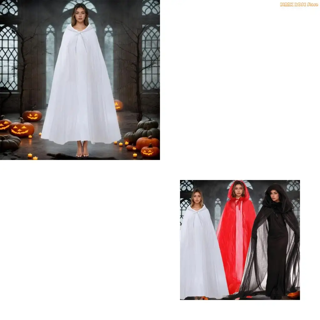 

K1AE Adjustable Hooded Meshes Cloak Clear Designs Efficient For Halloween Cosplay Or Party