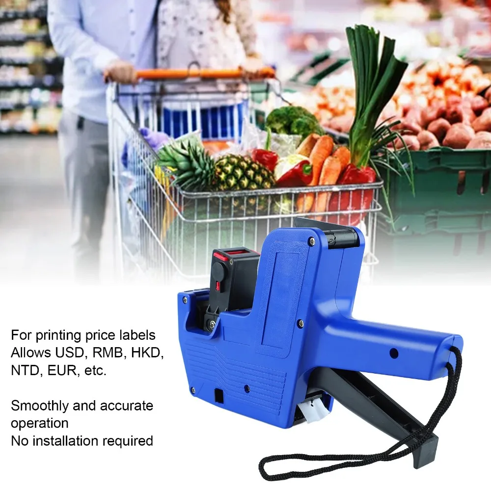 MX-5500 Price Labeller 8 Digits Clear Print Tag Maker with 3 Rolls Label Paper with 2 Ink Wheel 8 Digits Price Label Maker