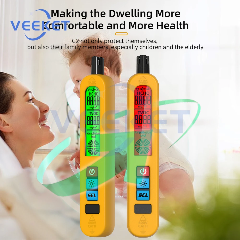 

High Precision Portable Air Quality Tester LED Digital Display TVOC Formaldehyde Testing Instrument for Household