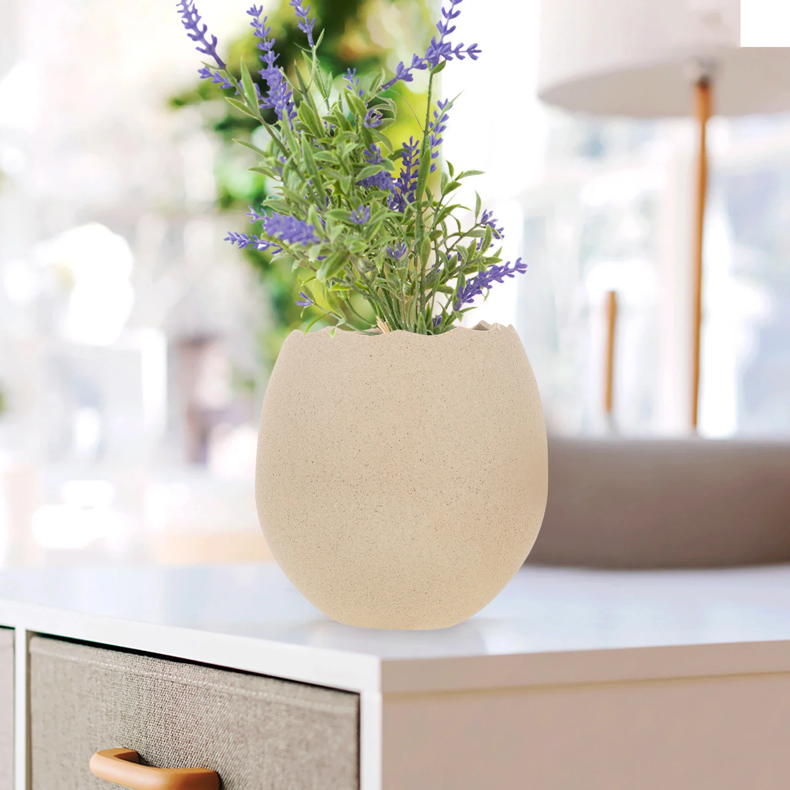 

Egg Shell Shaped Ceramic Dessert Bowl Ice Cream Storage Container Creative Flower Vase for Home Decor and Gift Idea