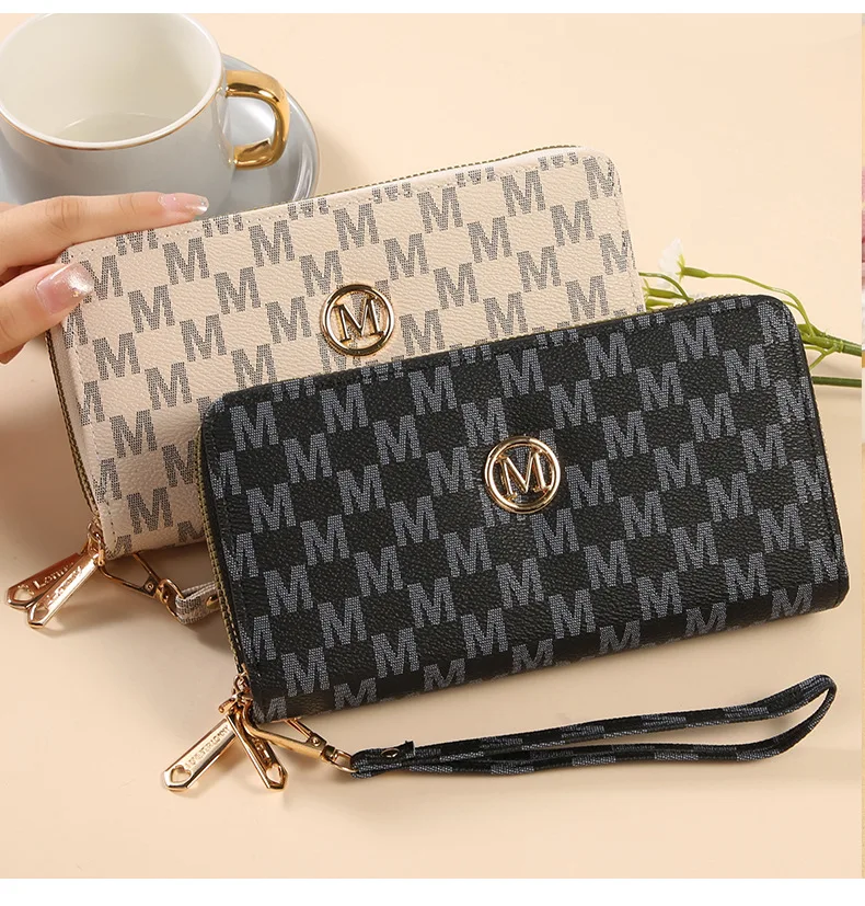 Double Zipper Women Long Wallet PU Leather Large Capacity Clutch Purse Multi-functional Phone Bag Card Holder Money Bag