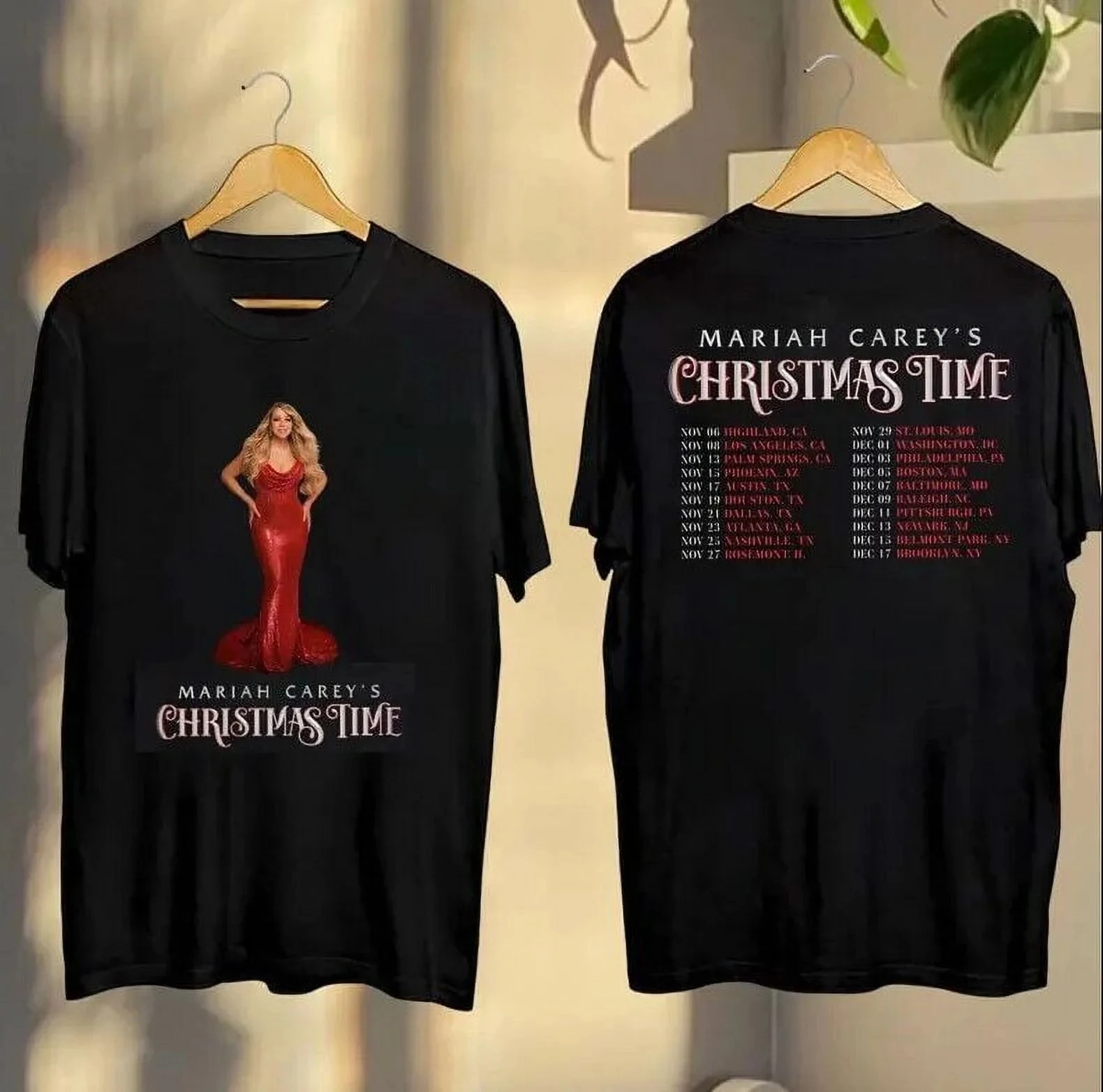 Mariah Carey Christmas Time Tour Merch 30th Anniversary T-Shirt Men's Cotton T-shirts Fashion Round Neck Tees Tops Fans Tshirts