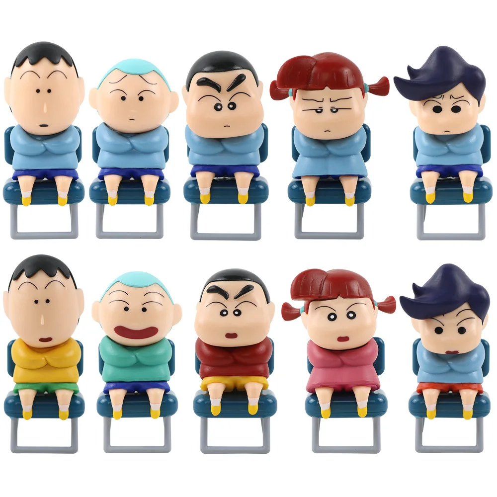 5pcs/set Anime Crayon Shin-chan kawaii Action Figures PVC Model Statue Desk Decor Car ornaments Computer Case doll Toy Gifts