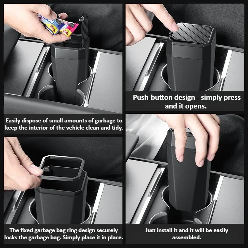

Side Door Trash Can for Tesla Model 3/Y/X/S/YL Juniper Series Garbage Can Trash Bin with Cover Center Storage Box Organizer Case