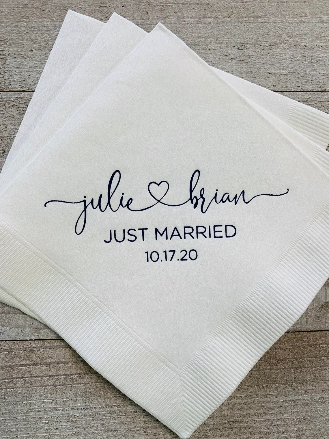 

100pcs Personalized Napkins Beverage & Luncheon Size Available Wedding Napkins Shower Engagement Custom Monogram Just Married