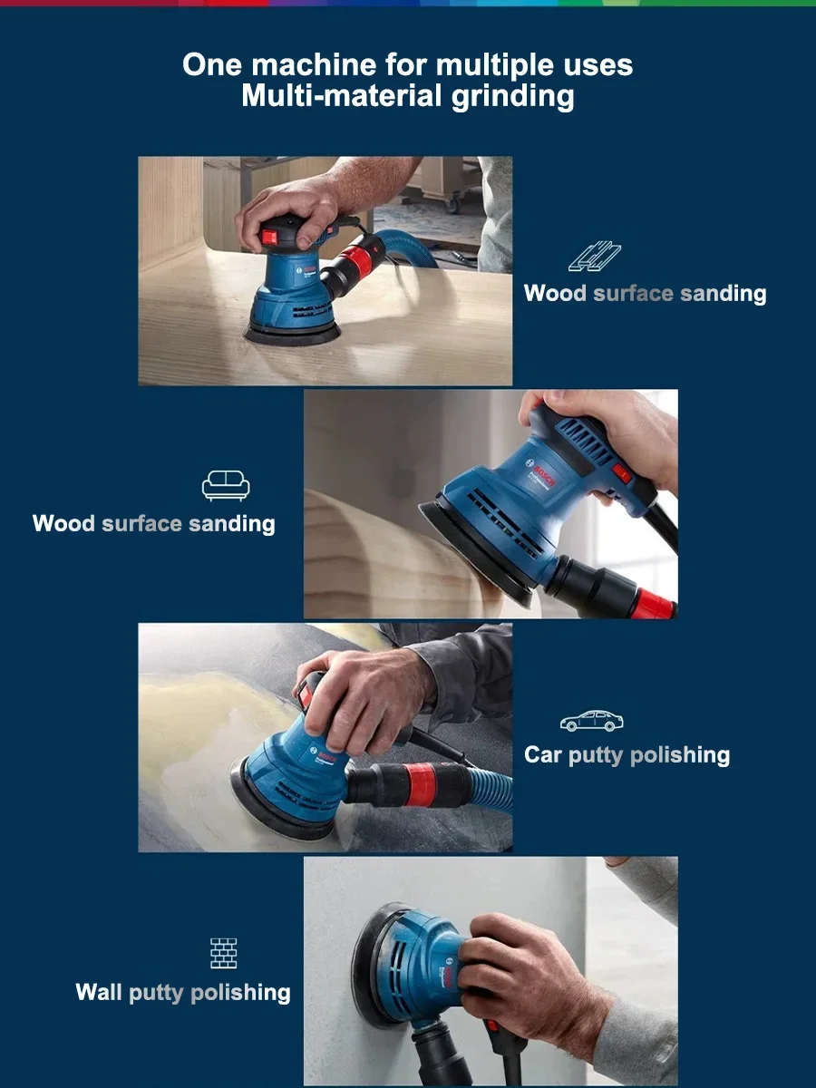 Bosch GEX125 280W Multifunctional Orbital Sander /Sand Grinder/ Sandpaper Machine for Woodworking and Automotive Wall Surfaces view 6