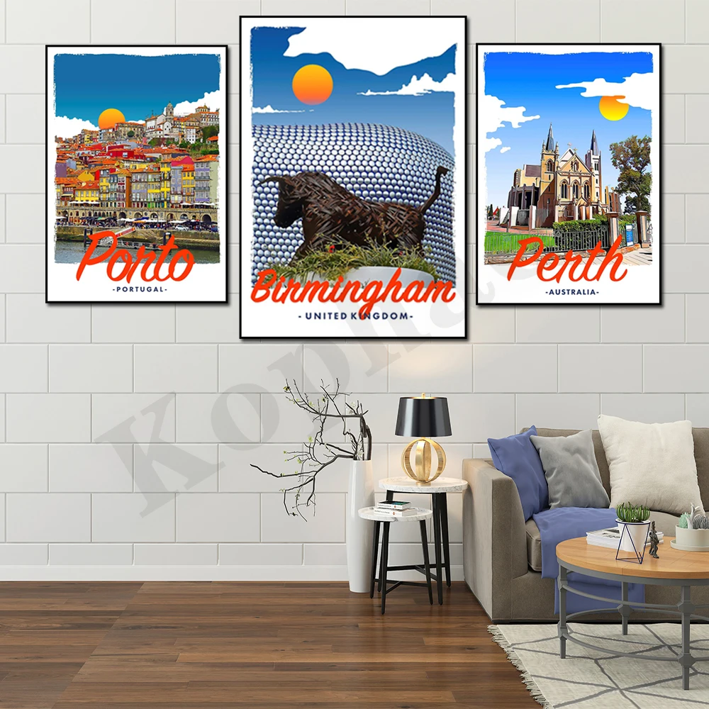 New York Montreal Cove Birmingham Porto Tasmania St. Anthony Alpers Malibu. City Travel Scenery. Home Decor Canvas Painting