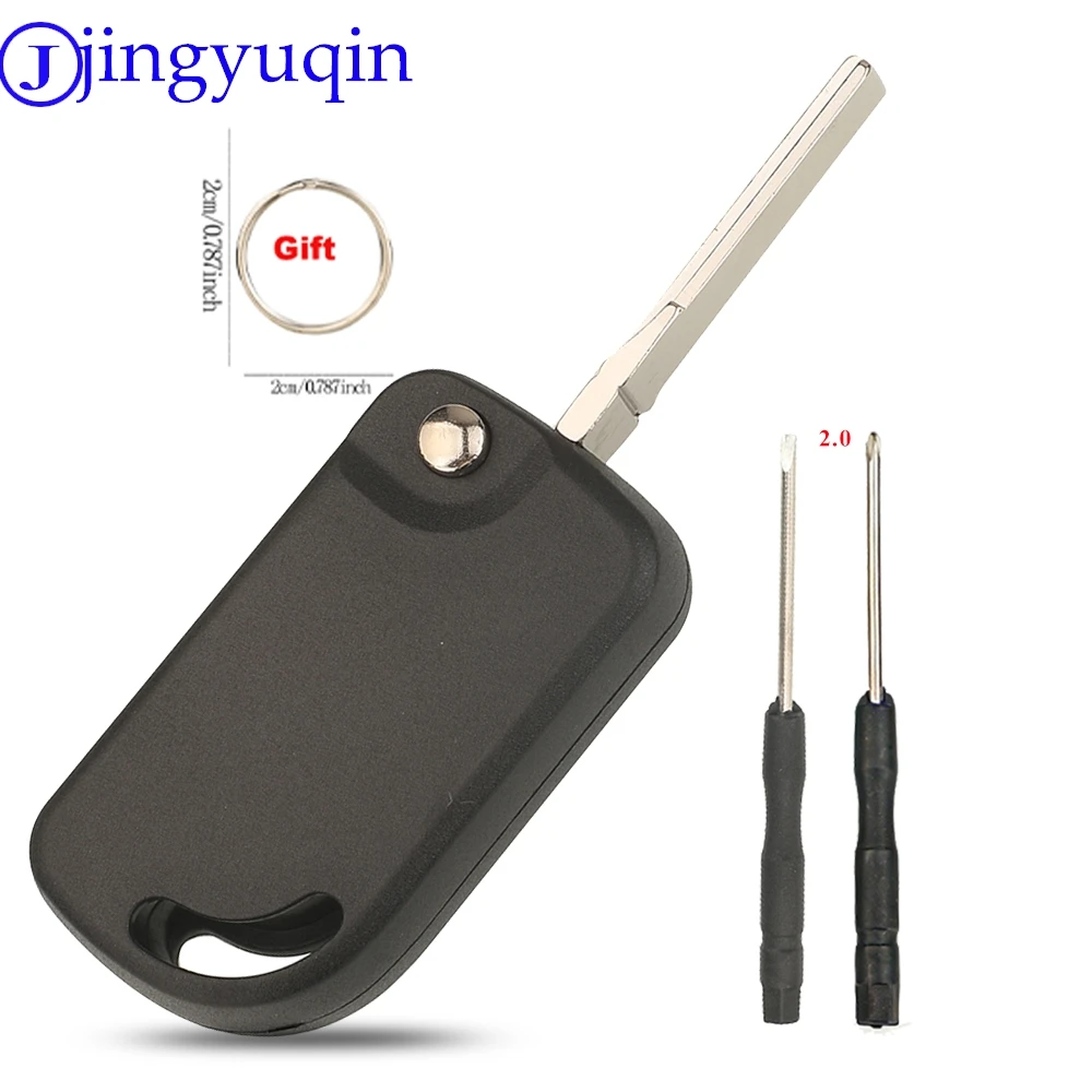 jingyuqin Flip Folding Car Remote Key Shell For WW Volkswagen Audi For Brazil Mark Transponder Case Uncut HU66 Blade Replacement