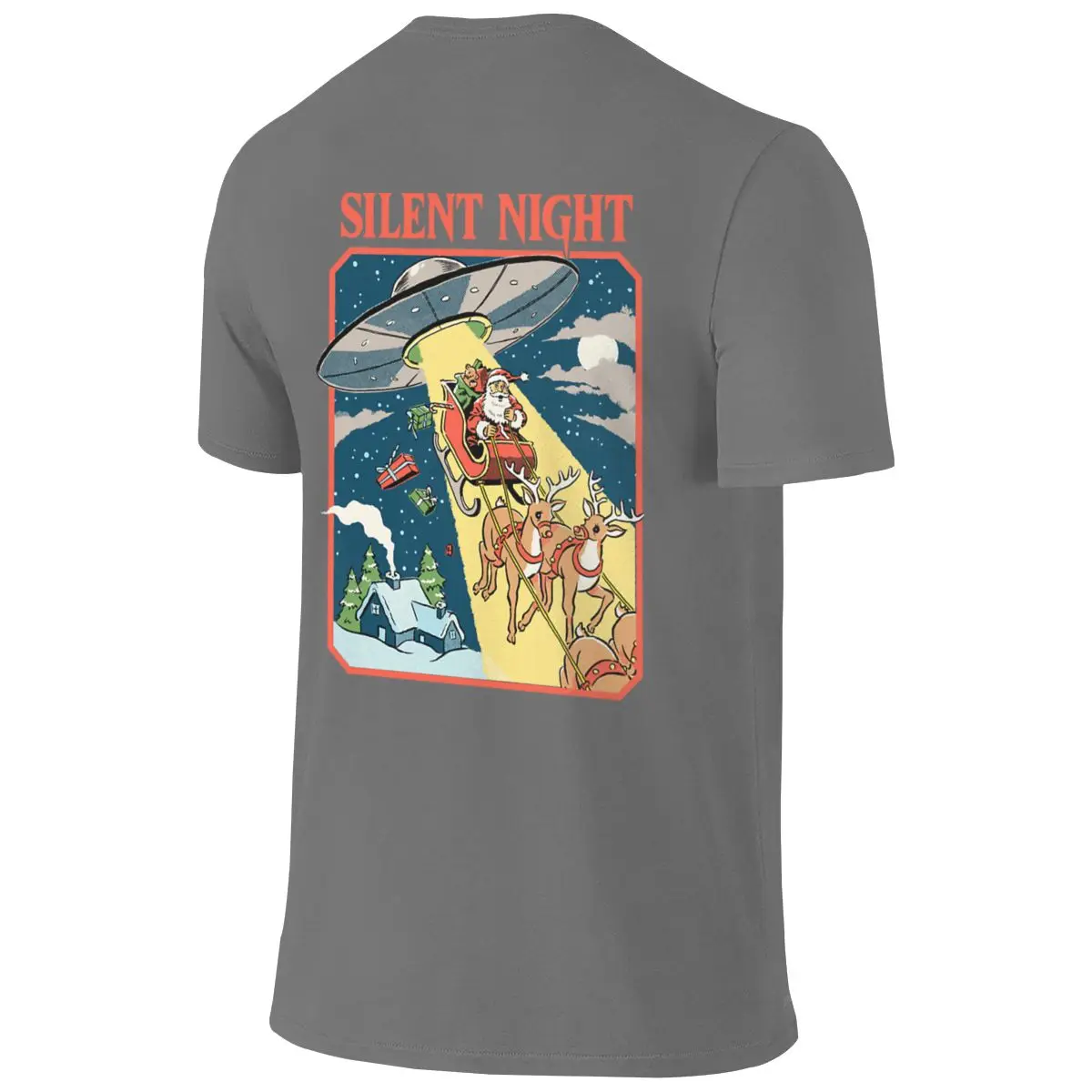 Silent Night Sweat-Absorbing Reversible T-shirt Artistic Boy Ribbed Collar T-shirt