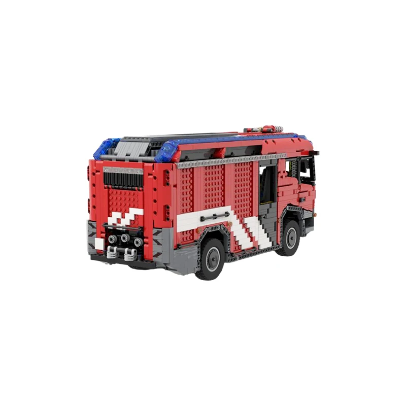 MOC High-Tech RC Motorized Futuristic Fire Engine Rescue Truck Electric Emergency Vehicle Building Blocks Bricks Toy Model