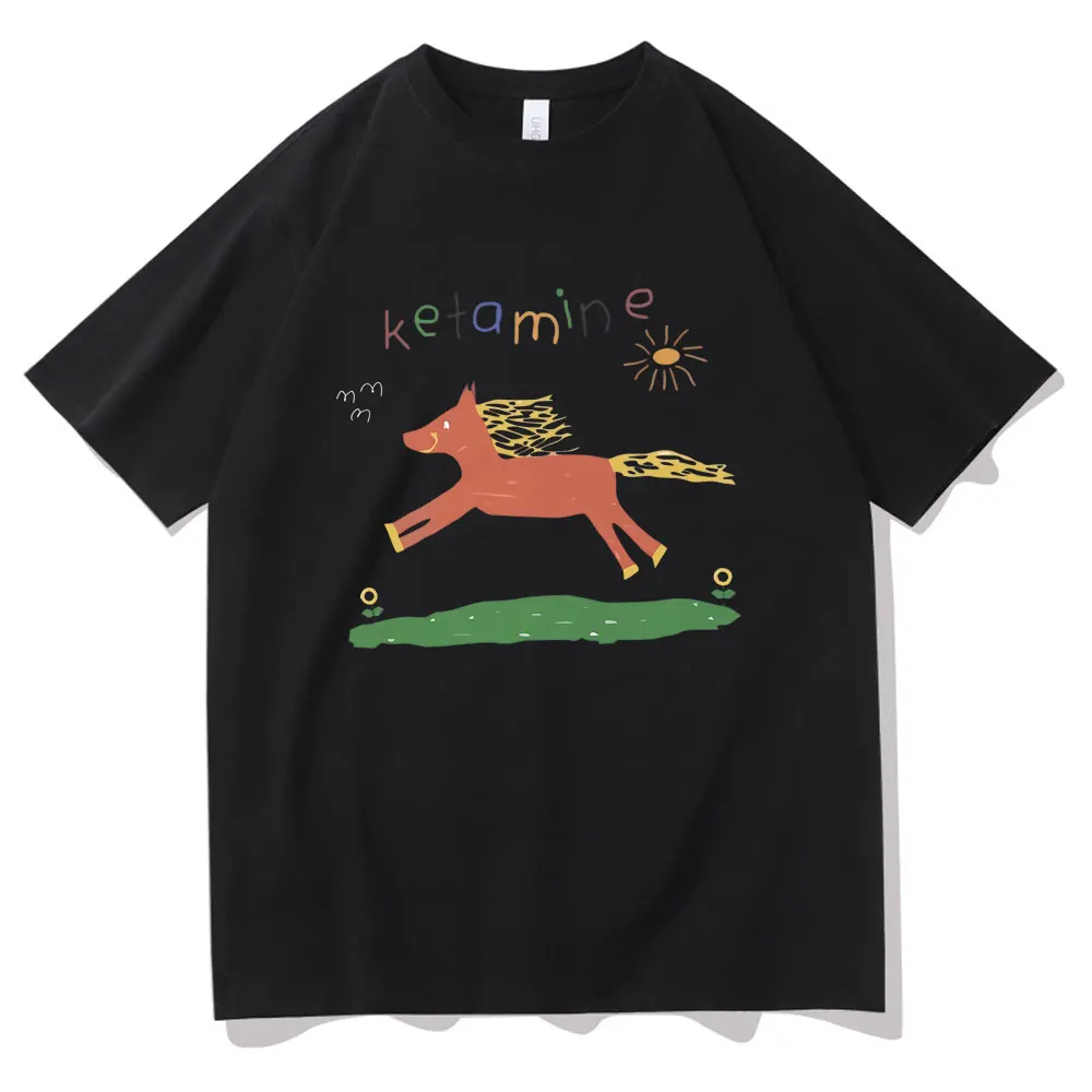 

Funny Ketamine Horse Graphic Print T-shirt Summer Men Women Casual Joke Humor Meme Tshirt Male Fashion Oversized Crewneck Tees