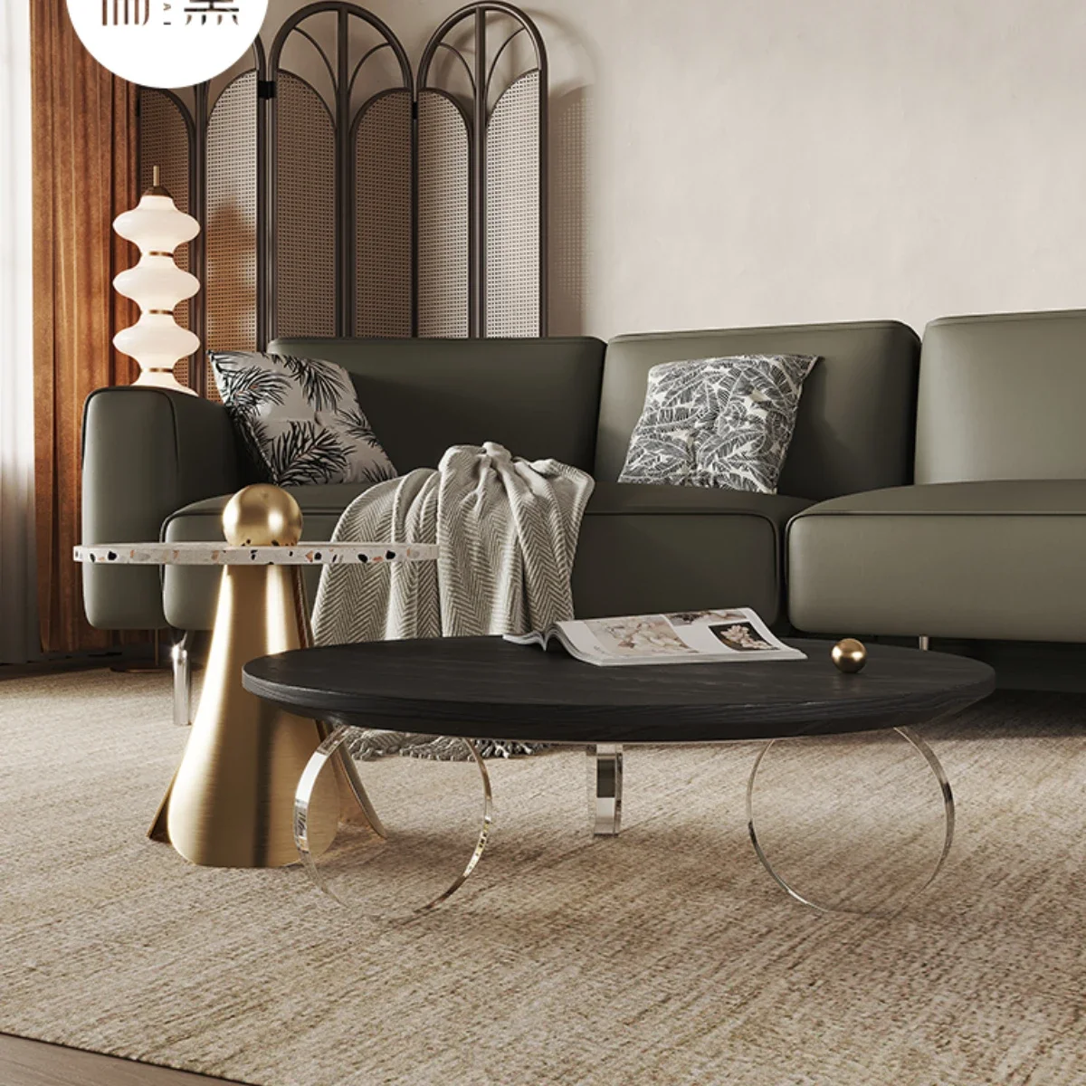 

Light Luxury round Home Living Room Acrylic Creative