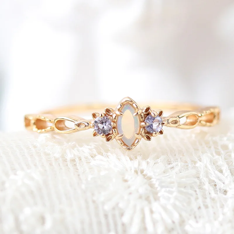 

Opal Ring Women 925 Sterling Silver Gold Plated Accessories Natural Gemstone 100% Handmade Bijoux Luxury Rings Gift RI217