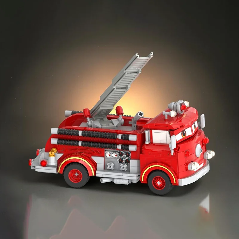 Car Anime Speed Racing Model MOC Building Bricks Red Fire Engine Modular Technology Gifts Holiday Assemble Children Toys Suit