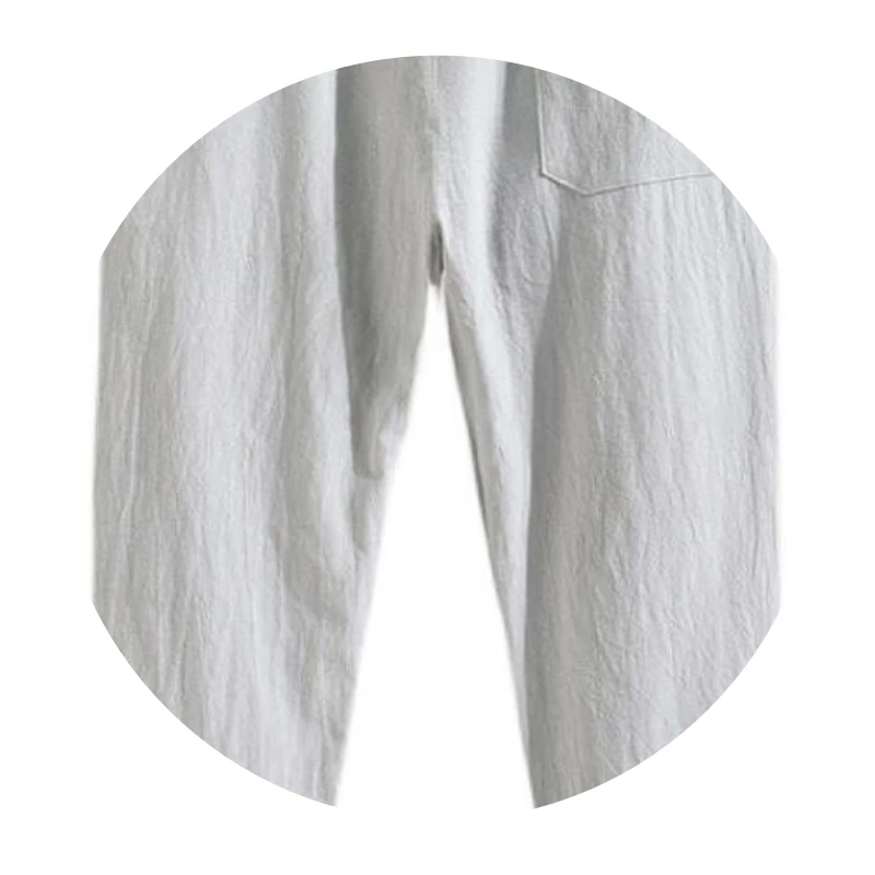 Men's Summer Thin Cotton Linen Pants Loose Straight Casual Long Trousers Busin Casual Loose Fit Nine-Piece Pants