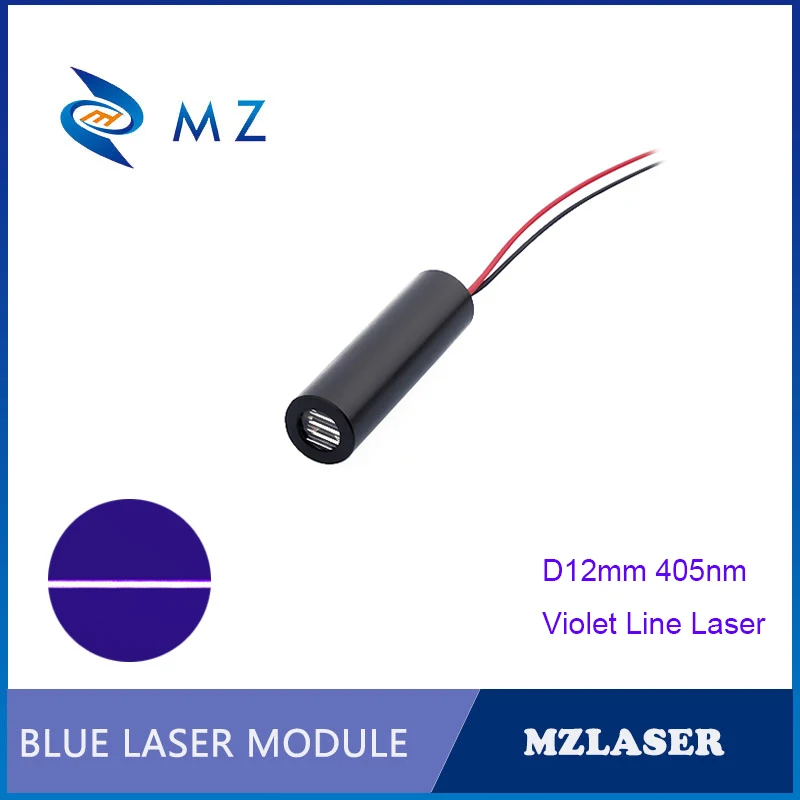 Blue Violet Line Laser Diode Module Hot Selling Compact Mini 12mm 405nm 20mw 3V 5V 12V 24V Industrial Grade Machine Line Laser