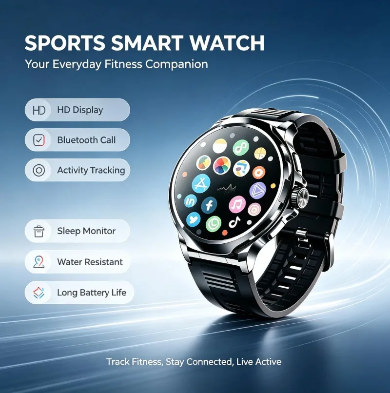 Sports Wristwatch New 4G SIM Smart Watch Curved Eye Care Display Large Storage Bluetooth Call Social Notification