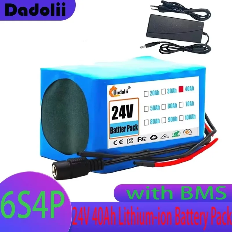 

24V 40Ah 6S4P Lithium Battery Pack 18650 Li-ion Rechargeable Battery for Mopeds/E-Bikes/Electric Vehicles 25.2V High Power 1000+