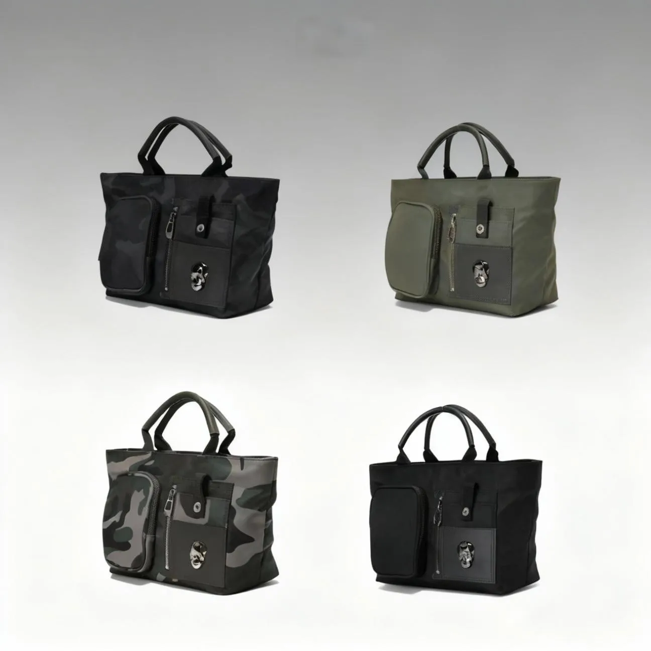 

Tactical Golf Weekender Bag, Black-White Camo & Skull Motif, Korean Urban Tote