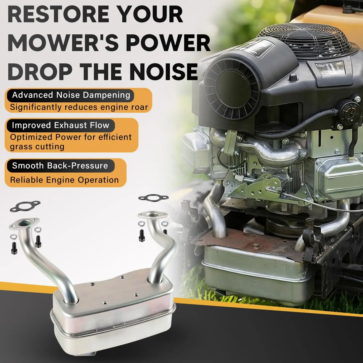 3278601S Generator-Schalldämpfer-Kit für Kohler, Courage SV710-SV840 Twin-Motor-Auspuffanlage, inklusive Krümmer, Dichtung und Montagematerial – Detail 4