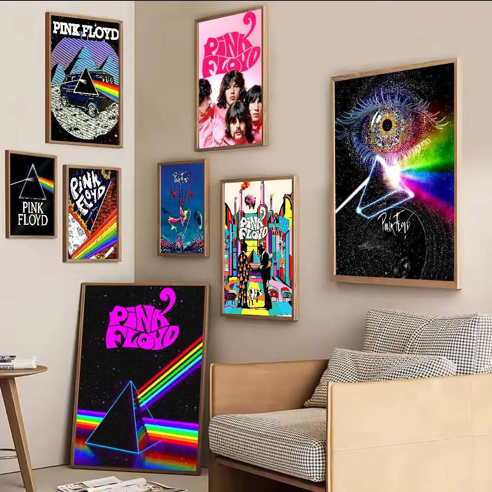 Band P-Pink HOT Floyd Vintage Posters Sticky Retro Kraft Paper Sticker DIY Room Bar Cafe Kawaii Room Decor