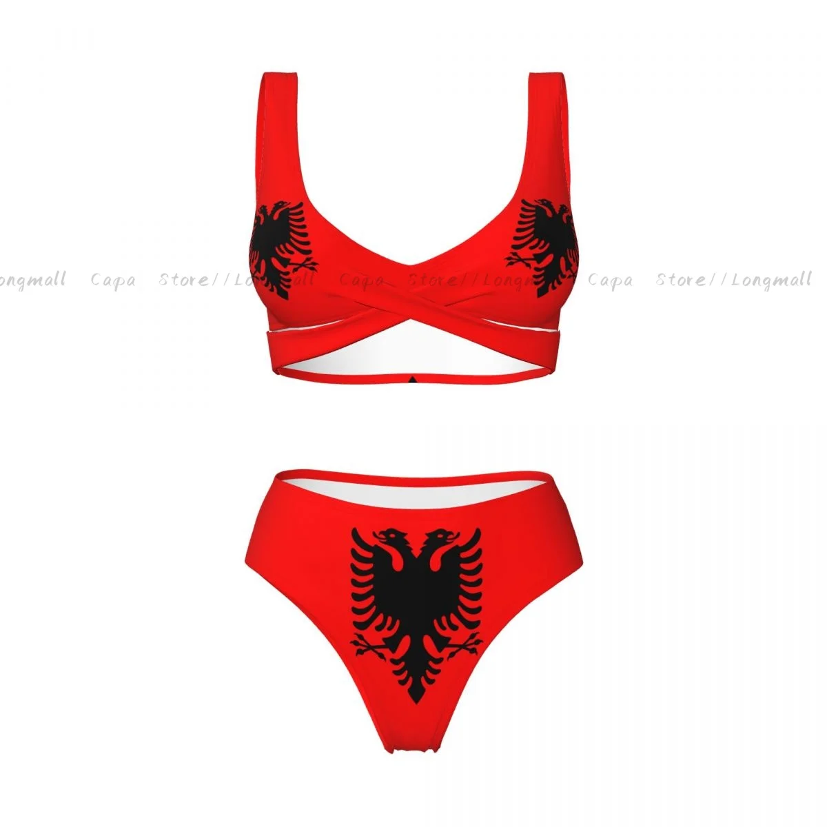 مثير مجموعة البكيني علم ألبانيا ملابس النساء قطعتين ملابس السباحة بحر الإناث لباس سباحة