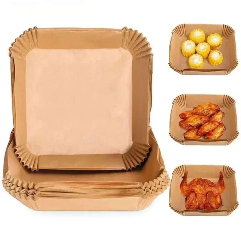 Doublures en papier jetables pour friteuse à Air, papier de cuisson étanche à l'huile, rond, carré et rectangulaire, parchemin, fournitures de fête de cuisine