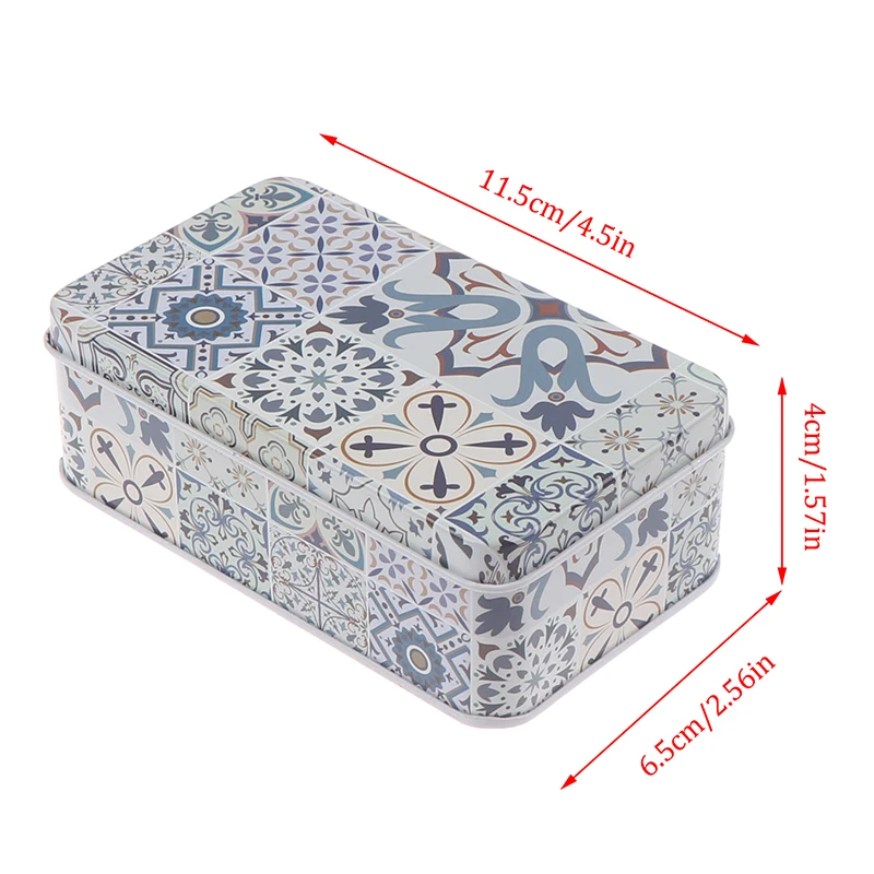 1PC New Vintage 11.5*6.5*4cm Storage Jars Rectangular Iron Tin Pill Gift Coin Jewelry Box Home