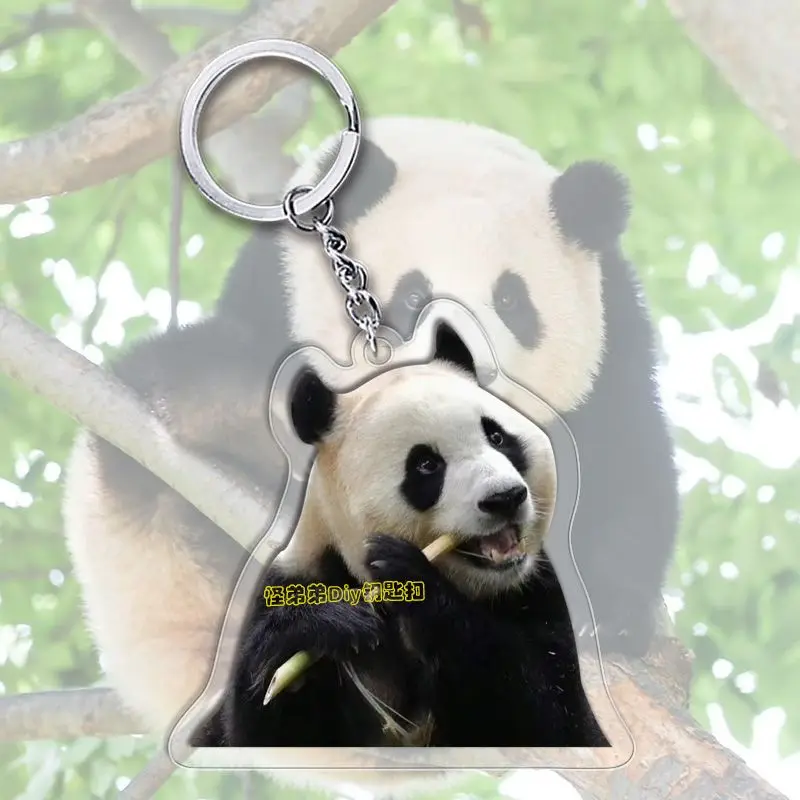 Fubao 에버랜드 Anime KeyChain Panda Animal Men Key Chain for Women Fashion Creative Kawaii Art Figure Acrylic Keyring Pendant Gifts