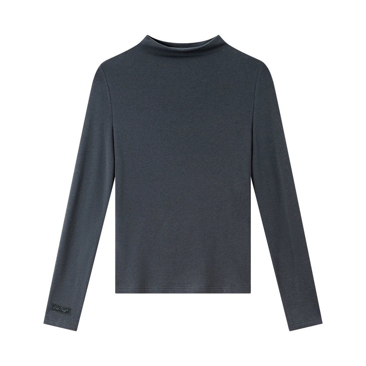 VIMLY 여성 긴 소매 티셔츠 캐주얼 자수 커프스 만다린 칼라 여성용 탑 가을 2025 니트 슬림 여성 티셔츠 A2503