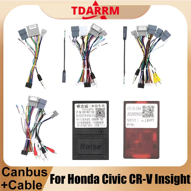 For Honda Civic CR-V ISO Radio Plug Power Adapter Wiring Harness Adapter CAN Bus Box 16 Pin Plug Connector Car Radio Cable