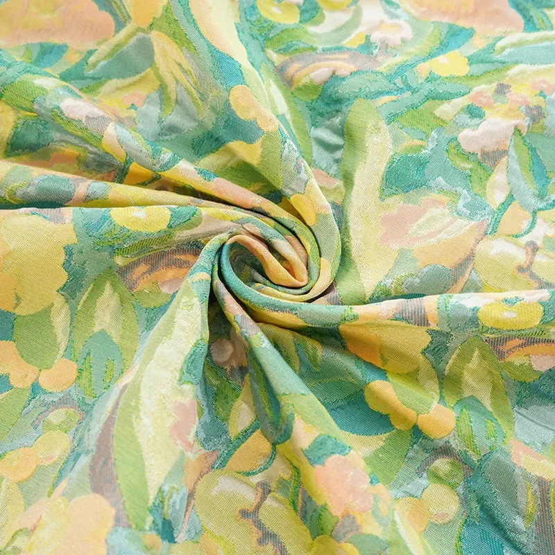 

Oil Painting Style Floral Jacquard Fabric Women's Elegant Dress Shirt Bag Decorative Sewing Fabric