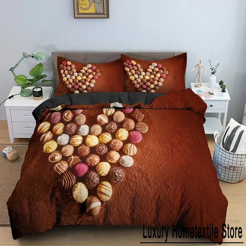 Chocolate Bedding Set Dessert Candy Duvet Cover Comforter Cover Sweet Food Girls Single Queen King 2/3pcs Polyester Quilt Cover