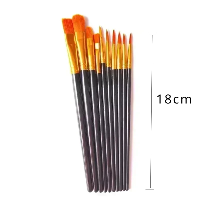 10pc/set Watercolor Paint Brushes High Quality Nylon Painting Brush Short Rod Oil Acrylic Brush Professional Art Supplies