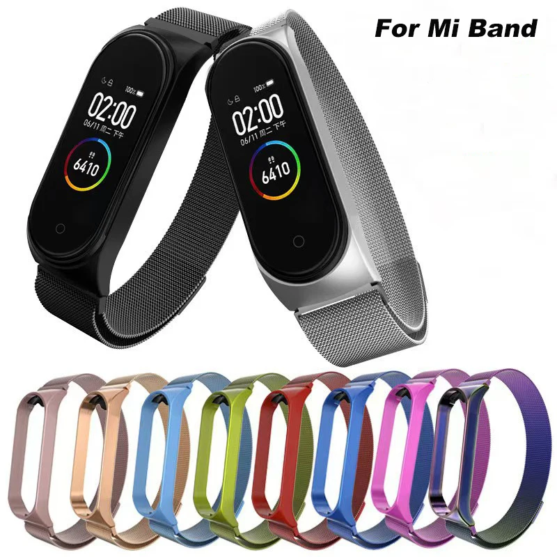 สายรัดข้อมือมิลานสำหรับ Xiaomi Mi band cormi band 6 7 7สแตนเลส miband6เมเทล band4สำหรับ Xiaomi Mi band 7 3 5 6 4