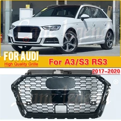 Racing Grills For RS3 Style Upper Grid Fit For Audi A3 S3 8V 2017-2020 Front Bumper Grille Radiator Grille Ventilation Net