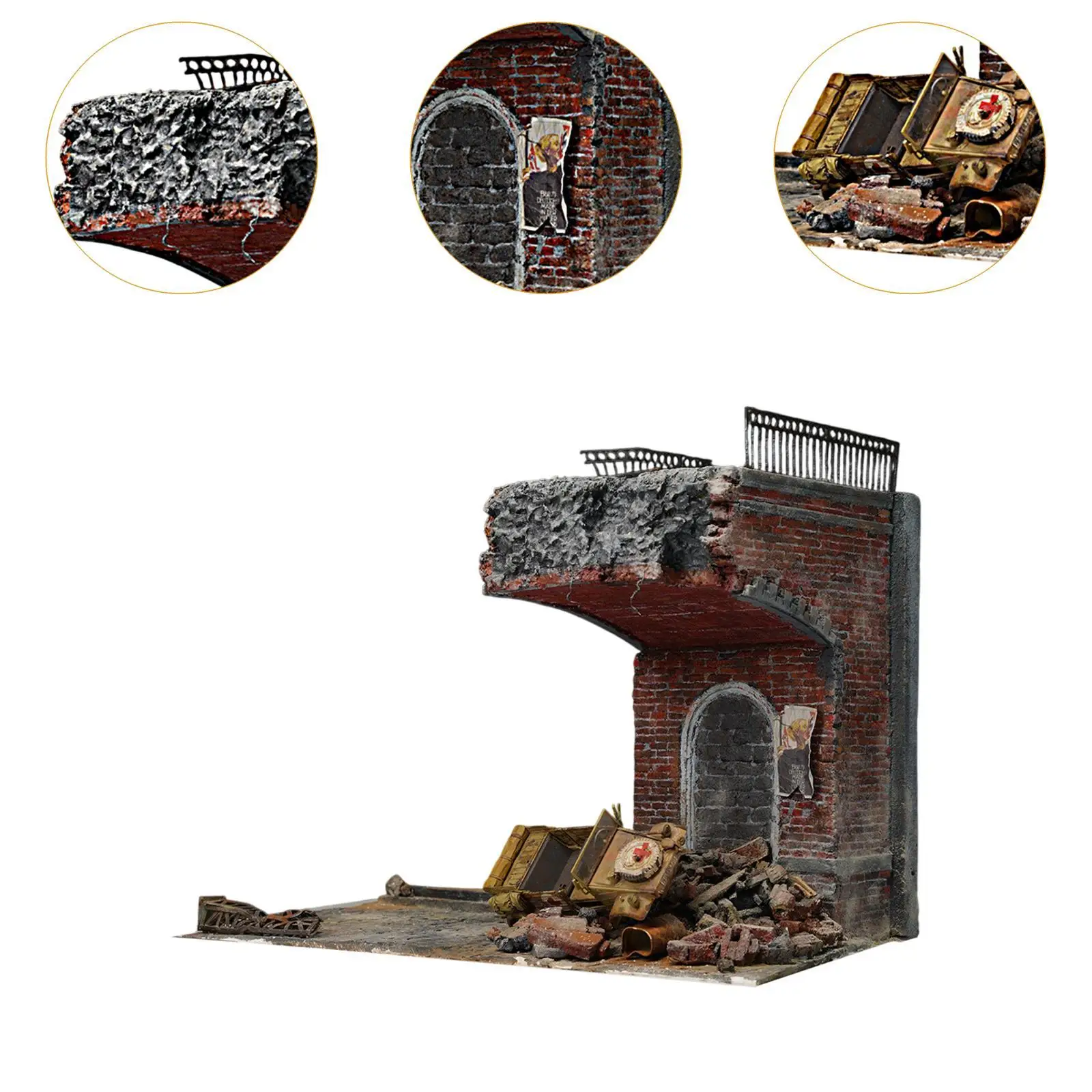 1/35 układ budynku mostu dekoracje kolekcja akcesoriów ozdoby krajobraz DIY wyświetlacz diorama scena uliczna Model montażowy