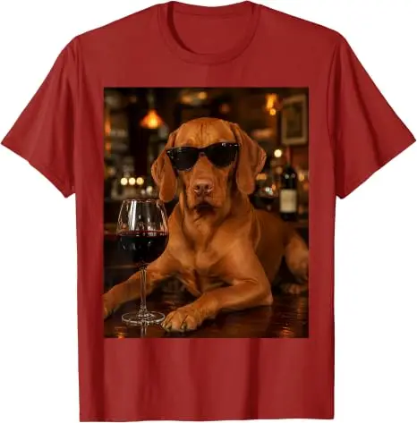 Vizsla trinkt Wein Sonnenbrille Lustiges Hunde-Meme T-Shirt Y2k Bar-Kunst Vizsla trinkt Wein Hund Grafik Ästhetische Kleidung Grafik – Detail 9