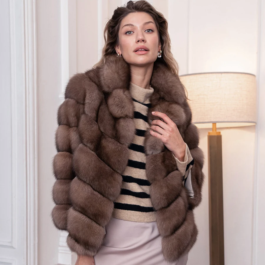 

Fur Coat Genuine Fox Fur Coat New Winter Women Real Fox Fur Coat Luxury Warm Clothing 2024