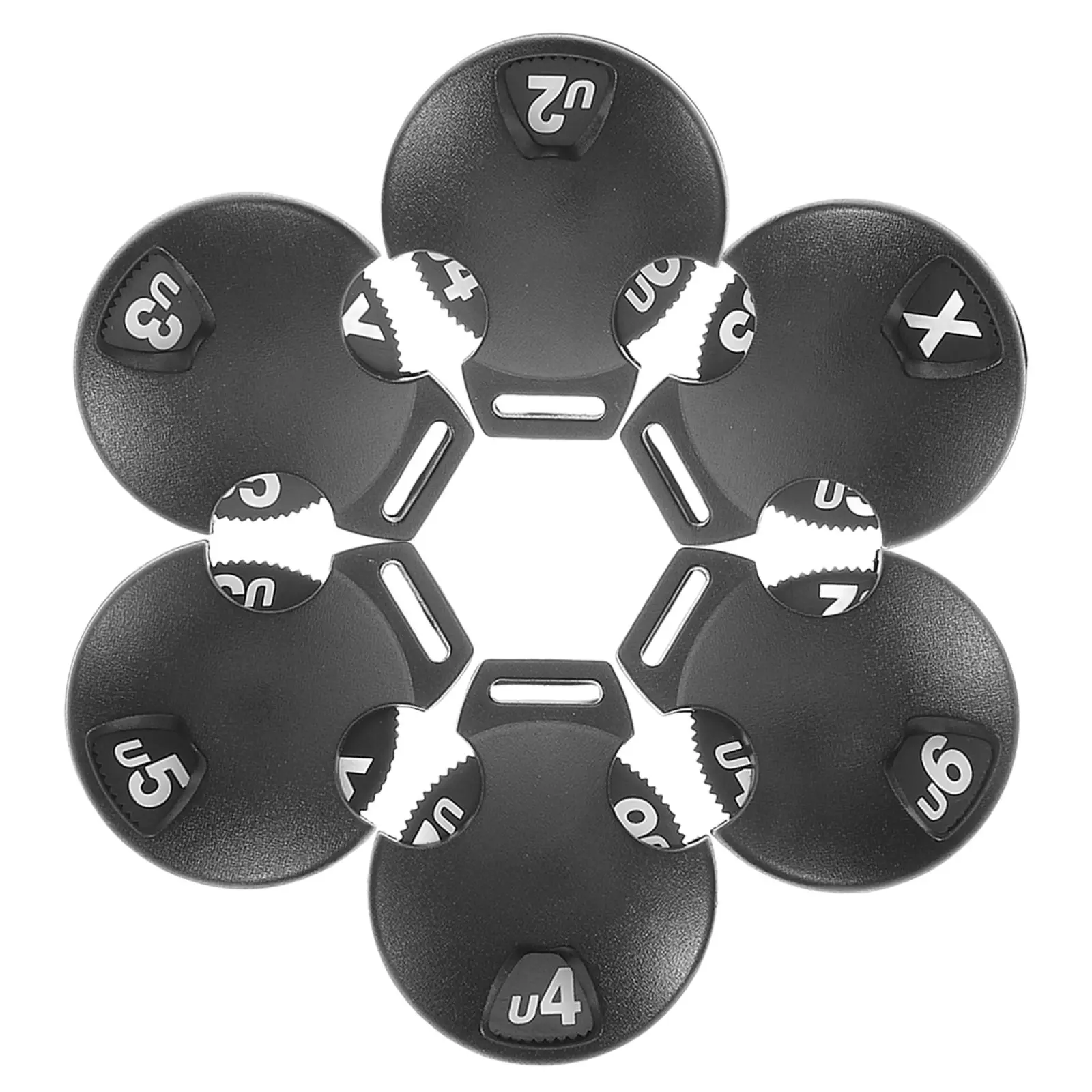 6 Pcs Round Golf Number Plate Tag Numbers for Head Cover Plastic Club Name Labels