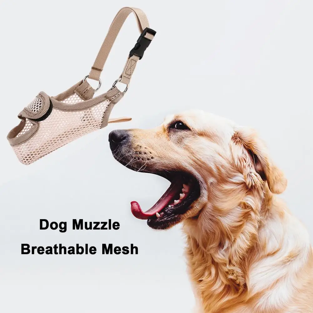 Breathable Mesh Dog Muzzle Adjustable Breathable Dog Muzzle for Small Medium Dogs Soft Mesh Anti-biting for Barking for Walks